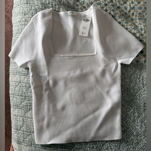 NWT Abercrombie & Fitch White Square Neck Short Sleeve Top